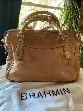 Brahmin Adrift Micaela Satchel Bag NWT Cognac Leather Crossbody